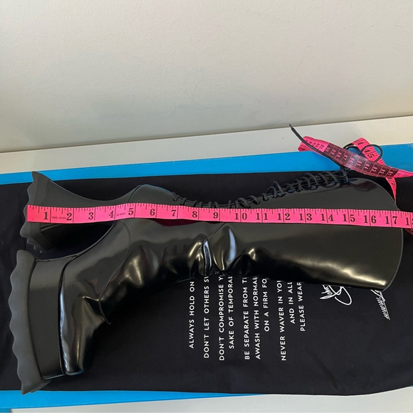 John Fluevog MUNSTER MAX MAGNOLIA ZIP-UP PLATFORM TALL BOOTS Size 8 - Picture 13 of 16